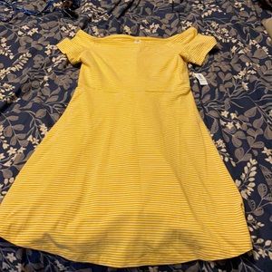 Gold and white striped dress